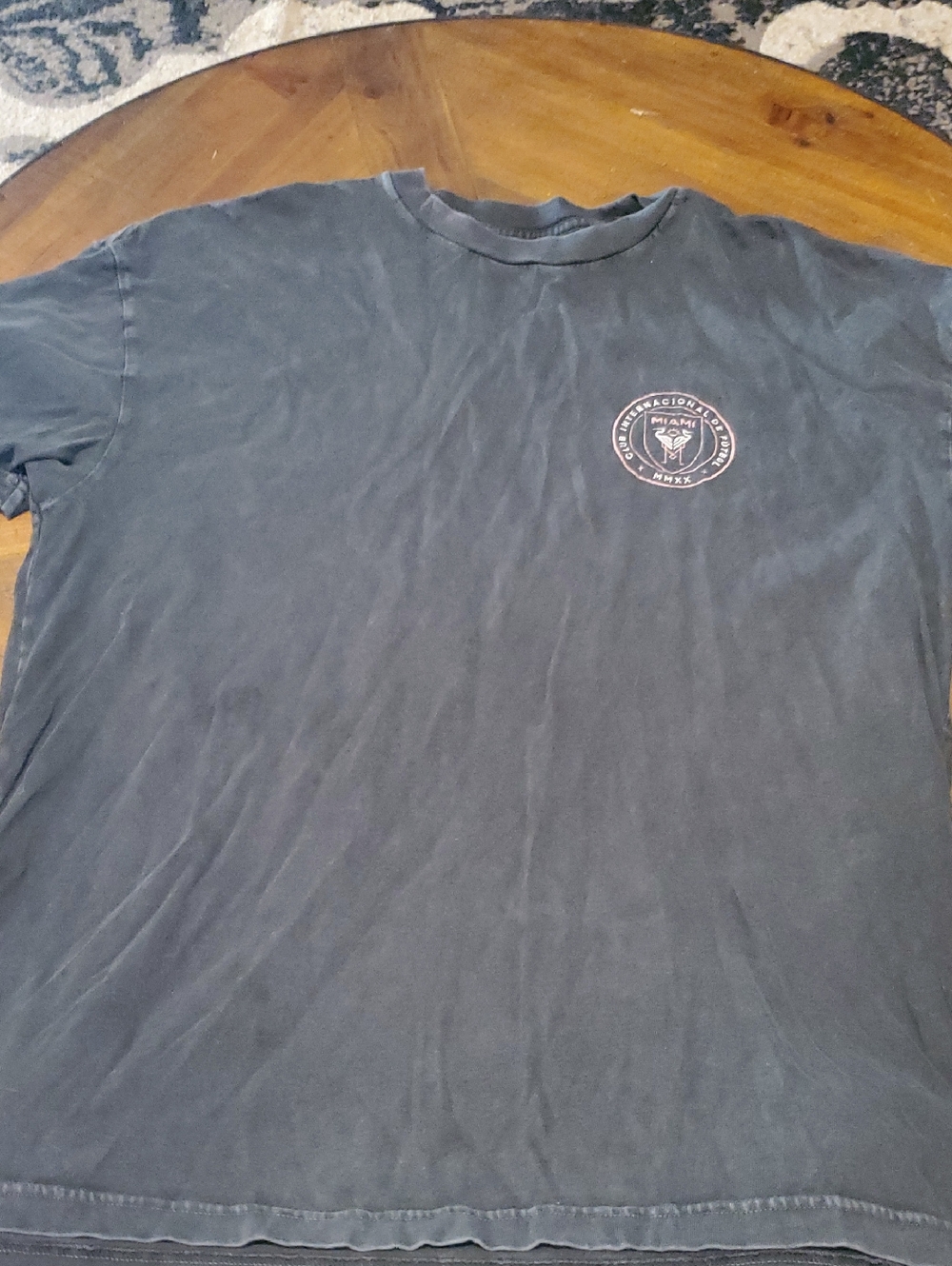 Men's Washed Black Crewneck Short Sleeve Tee with Small Chest Emblem